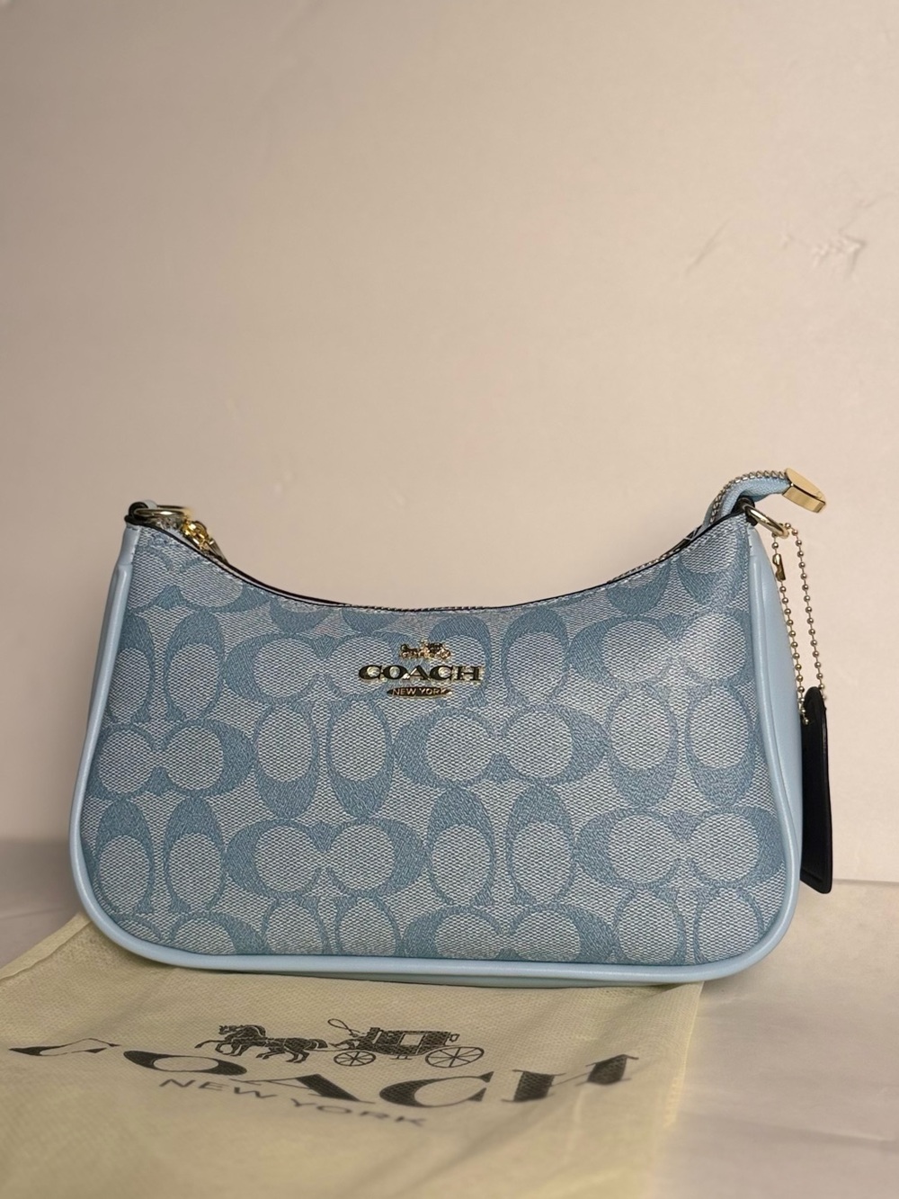 Coach Light Blue Signature Jacquard Shoulder Bag